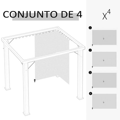 Outsunny 4 Paredes Laterais para Tenda 352x205 cm Laterais para Tenda Universal com Ganchos e Argola em C para Tenda de Jardim Terraço Bege