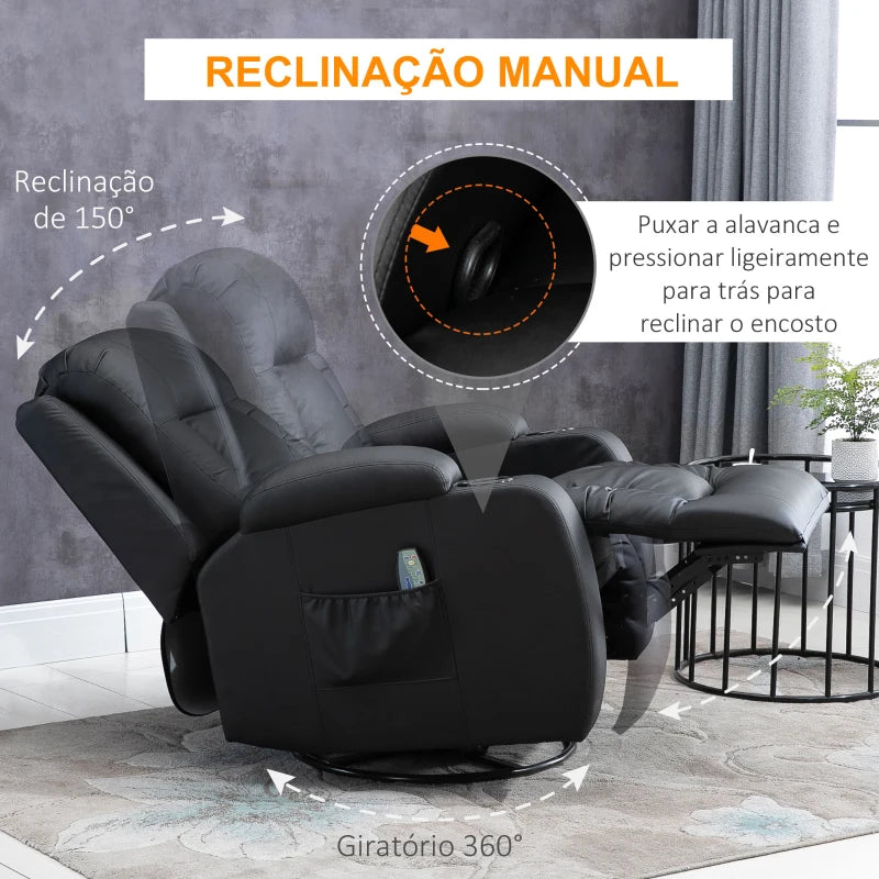 Poltrona de Massagens River Reclinável com Função de Vibração e Aquecimento - Design Moderno