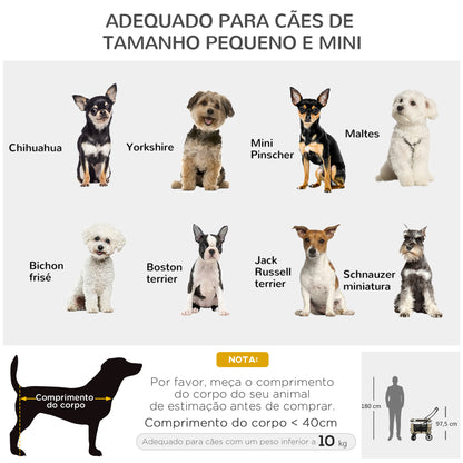 PawHut Carrinho para Animais de Estimação Carrinho para Cães Dobrável com Compartimento Desmontável 4 Portas com Fecho de Correr 2 Correias de Segurança e de Transporte 81x58x97,5 cm Cáqui