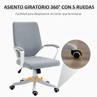 Vinsetto Cadeira de escritório giratória ergonômica com altura ajustável apoio de braço acolchoado e apoio lombar máx. 120 kg 62x69x92-102 cm Cinza