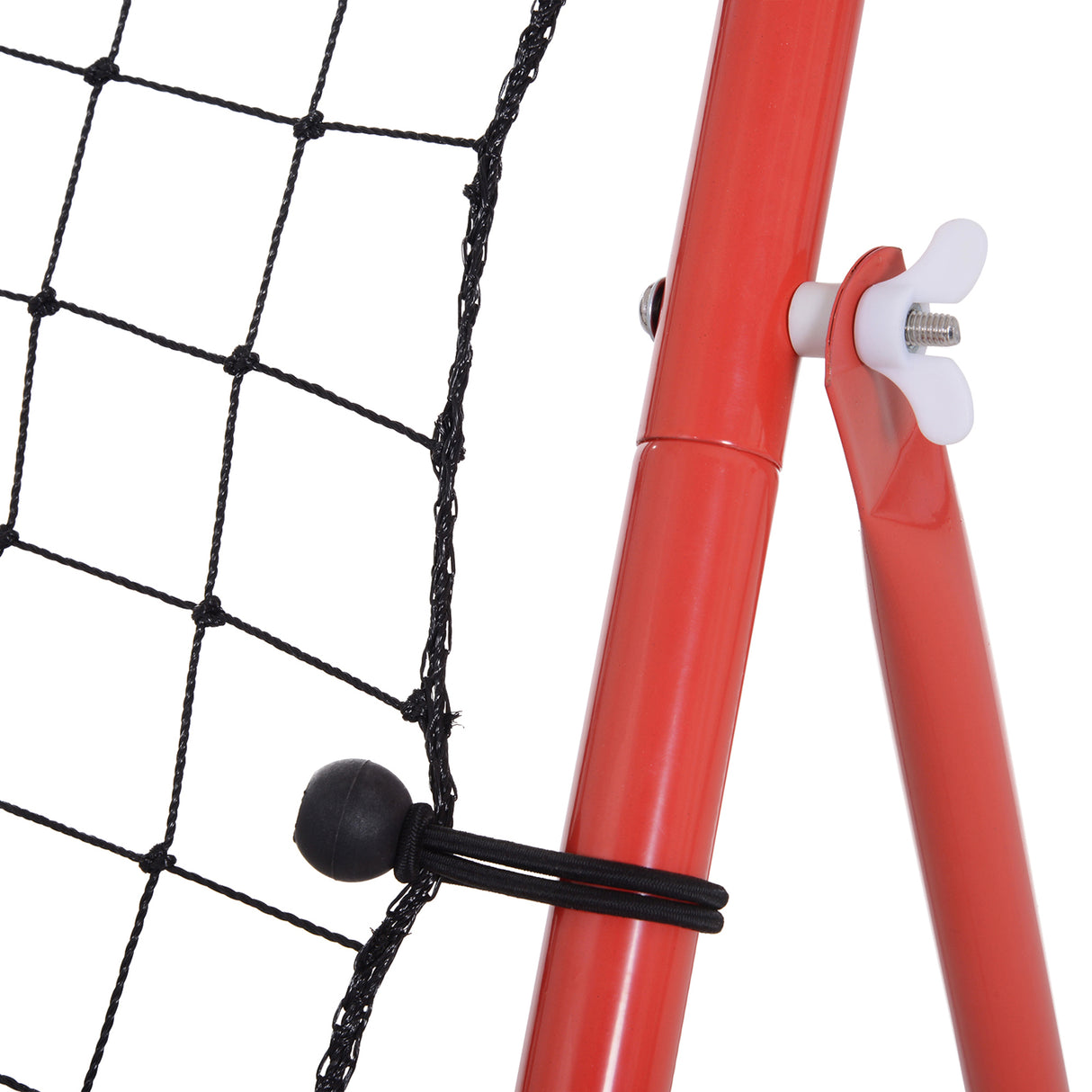 HOMCOM Rede de Rebote de Metal Rede de Rebote com Ângulo Ajustável e 20 Cordas Elásticas para Treinamento de Futebol Tenis Beisebol Desportes 96x80x96cm Vermelho