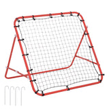 HOMCOM Rede de Rebote de Metal Rede de Rebote com Ângulo Ajustável e 20 Cordas Elásticas para Treinamento de Futebol Tenis Beisebol Desportes 96x80x96cm Vermelho