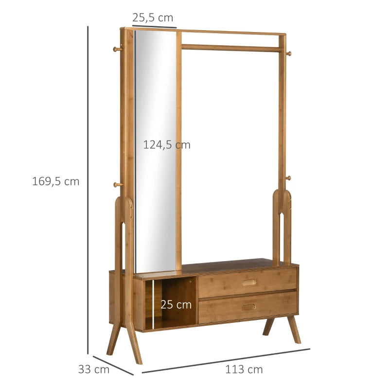 Móvel de Entrada Savanna com Espelho e Arrumação em Bambu - Design Natura