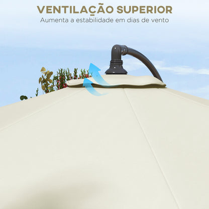 Outsunny Toldo de Substituição para Chapéu de Sol de 3 m Toldo de Substituição para Chapéu de Sol de Pátio com Ventilação Superior para Exterior Creme