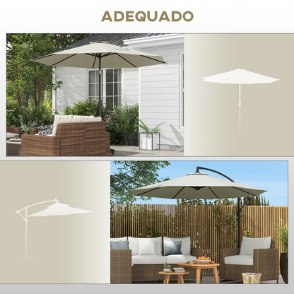 Outsunny Toldo de Substituição para Chapéu de Sol de 3 m Toldo de Substituição para Chapéu de Sol de Pátio com Ventilação Superior para Exterior Creme