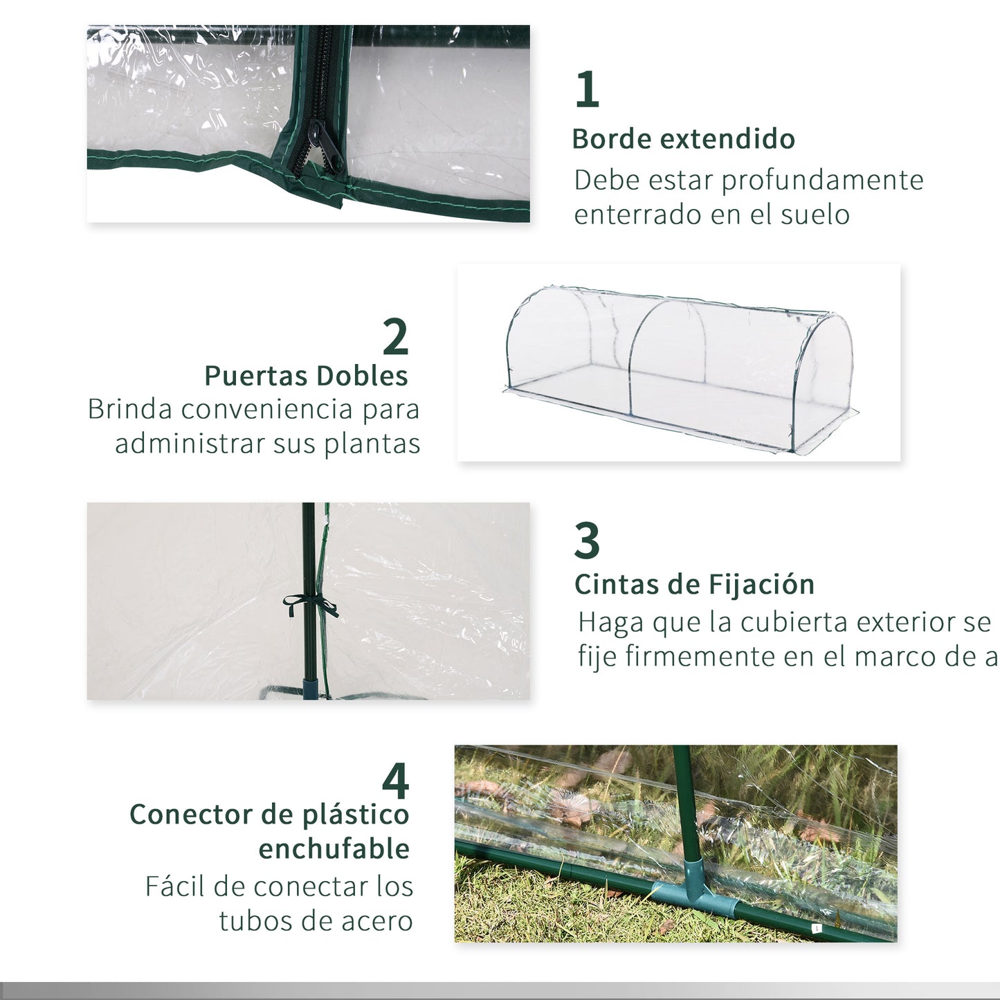 Outsunny Estufa 250x100x80cm para Jardim Terraço Cultivo de Plantas Estufa com Estrutura de Aço Cobertura PVC Transparente