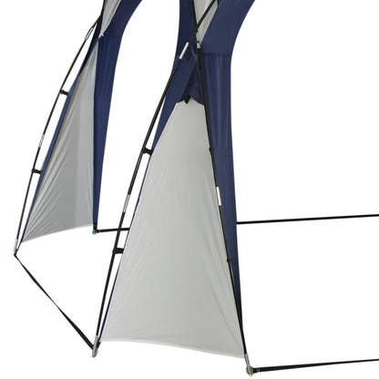 Outsunny Abrigo de Campismo 3,5x3,5 m Toldo de Campismo Dobrável com Gancho Proteção UV e Bolsa de Transporte para Jardim Pátio Piquenique Cinza e Azul