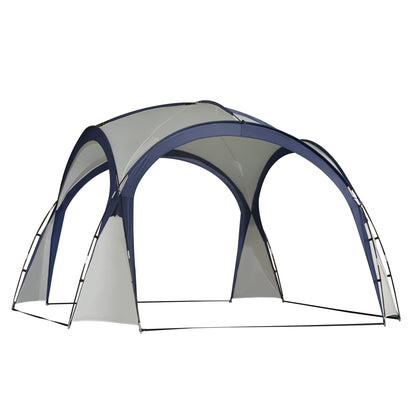 Outsunny Abrigo de Campismo 3,5x3,5 m Toldo de Campismo Dobrável com Gancho Proteção UV e Bolsa de Transporte para Jardim Pátio Piquenique Cinza e Azul