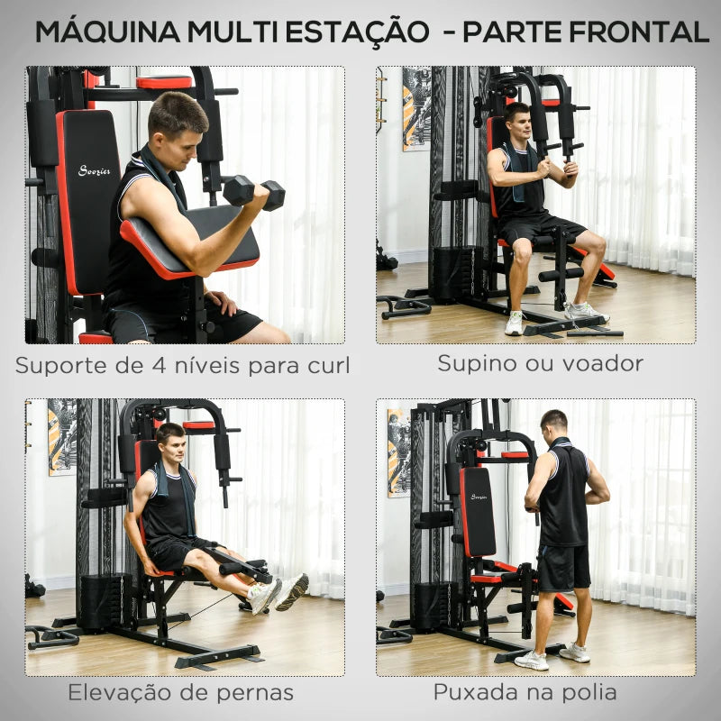 Máquina Multi Estação Ajustável com Placas de Peso de 45 kg - HomeGym