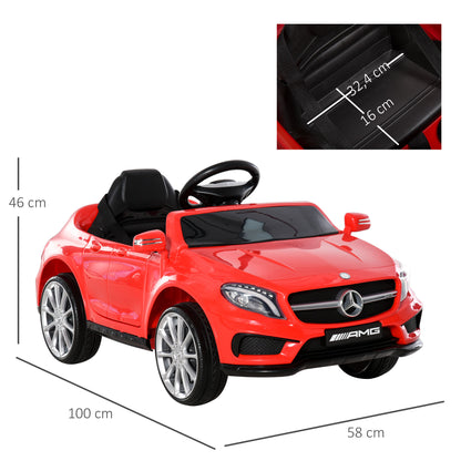 HOMCOM Carro Eléctrico Mercedes Benz GLA para Crianças acima de 3 Anos com Controlo Remoto MP3 USB Luzes e Sons Capacidade Máxima 30kg 100x58x46cm Vermelho