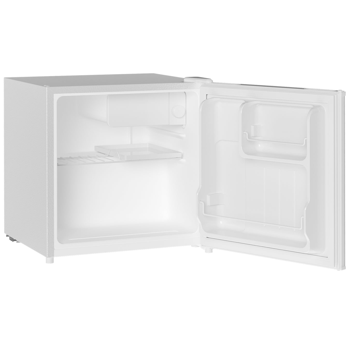 HOMCOM Mini Frigorífico Silencioso 46L Classe F Frigorífico Pequeno com Temperatura Ajustável e Porta Reversível para Sala de Estar Dormitório Escritório 48x44x49 cm Branco