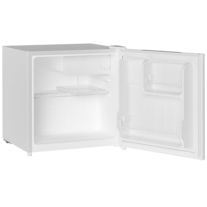 HOMCOM Mini Frigorífico Silencioso 46L Classe F Frigorífico Pequeno com Temperatura Ajustável e Porta Reversível para Sala de Estar Dormitório Escritório 48x44x49 cm Branco