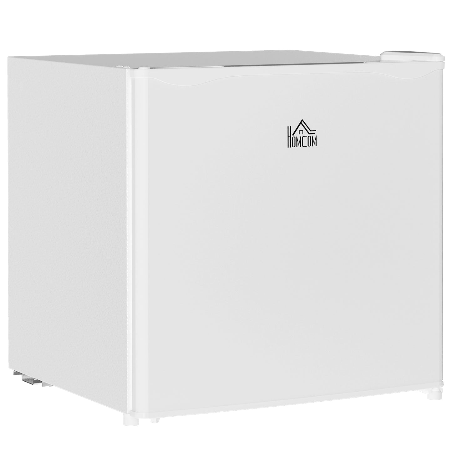 HOMCOM Mini Frigorífico Silencioso 46L Classe F Frigorífico Pequeno com Temperatura Ajustável e Porta Reversível para Sala de Estar Dormitório Escritório 48x44x49 cm Branco