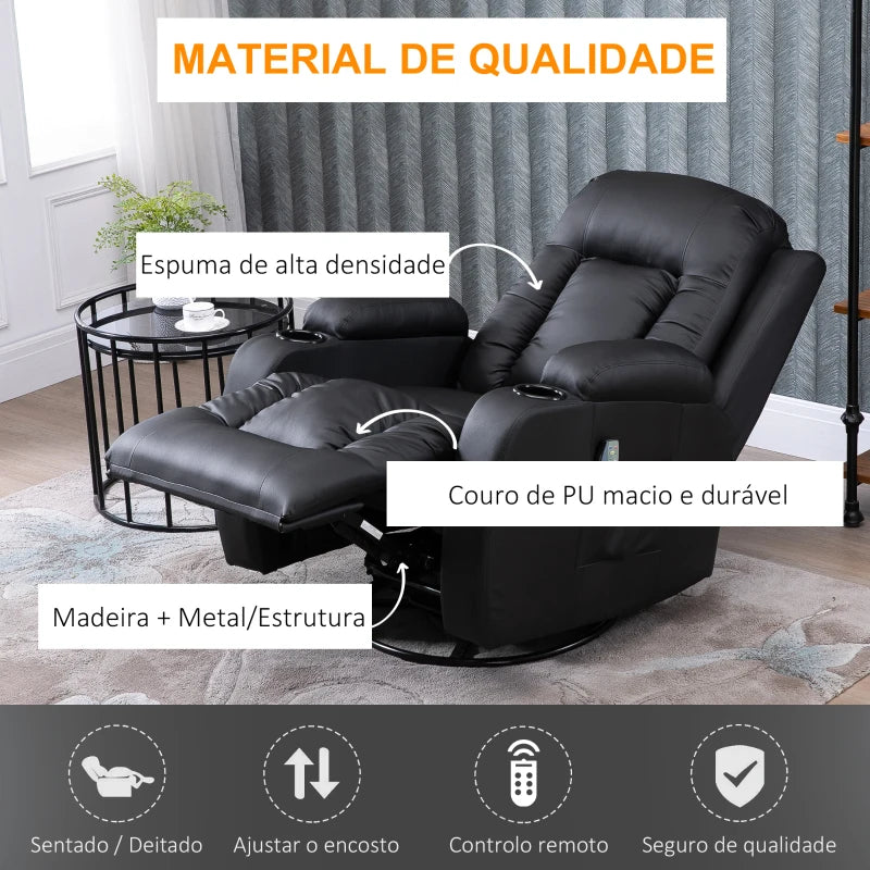 Poltrona de Massagens River Reclinável com Função de Vibração e Aquecimento - Design Moderno