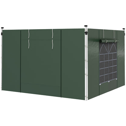 Outsunny Paredes Laterais para Tenda de 2 Painéis 295x195 cm com Janela Enrolável e Porta com Fecho de Correr para Tenda 3x3 m ou 3x6 m Verde