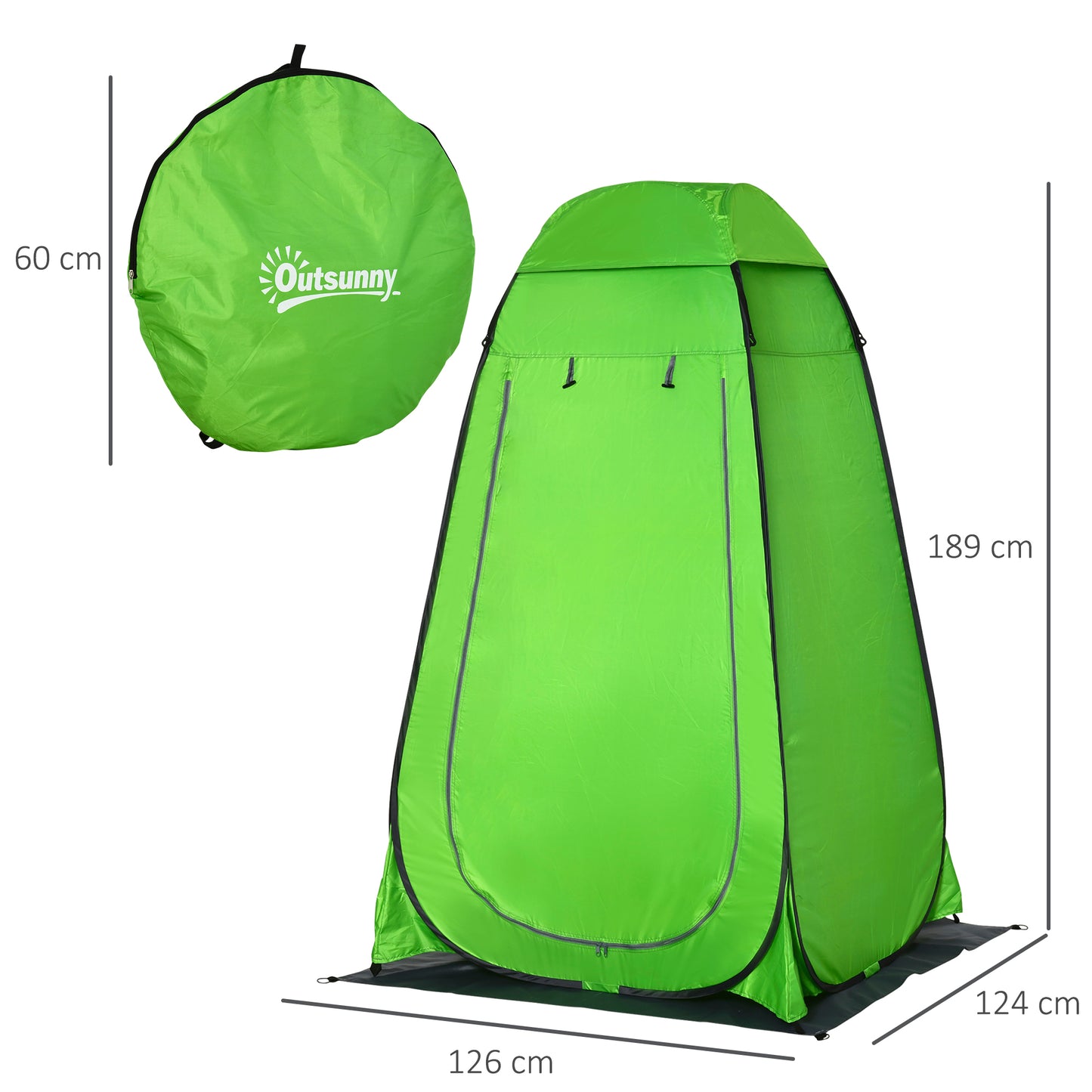 Outsunny Tenda de Duche Tenda de Privacidade Portátil com 1 Gancho Bolso Bolsa de Transporte e UV20+ para Duche Trocador Sanita 126x124x189 cm Verde