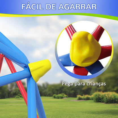 Outsunny Cúpula de Escalada Conjunto de Cúpula Geométrica Parque Infantil para 3-8 Anos Com Estrutura Metálica Anti-UV Carga 180 kg para Pátio Jardim Ø183x90 cm Vermelho e Azul