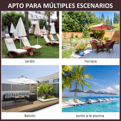 Outsunny Chapéu de Sol de Jardim com Teto Duplo Sistema de Polia Toldo de Poliéster Impermeável 3x3x2,97m Marrom