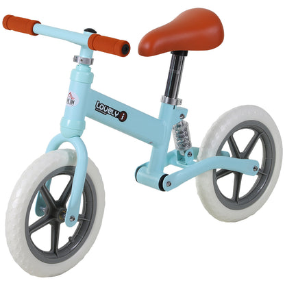 HOMCOM Bicicleta sem Pedais para Crianças entre 2-5 Anos Bicicleta de Equilíbrio com Assento Ajustável Rodas Antiderrapantes Carga Máxima 25kg 85x36x54cm Azul