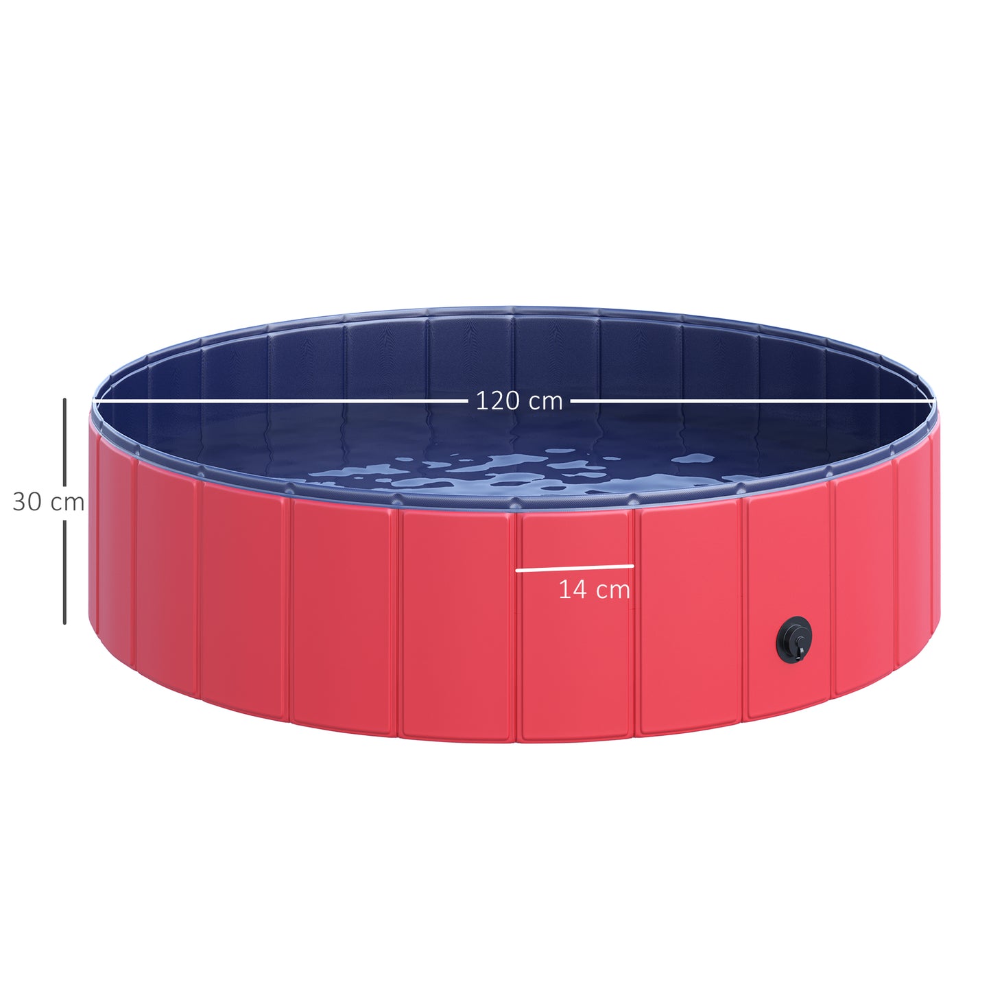 PawHut Piscina Dobrável para Cães Gatos Banheira Portátil para Animais de Estimação PVC Antideslizante Múltiplo Uso para Interior e Exterior Ø120x30 cm Vermelho