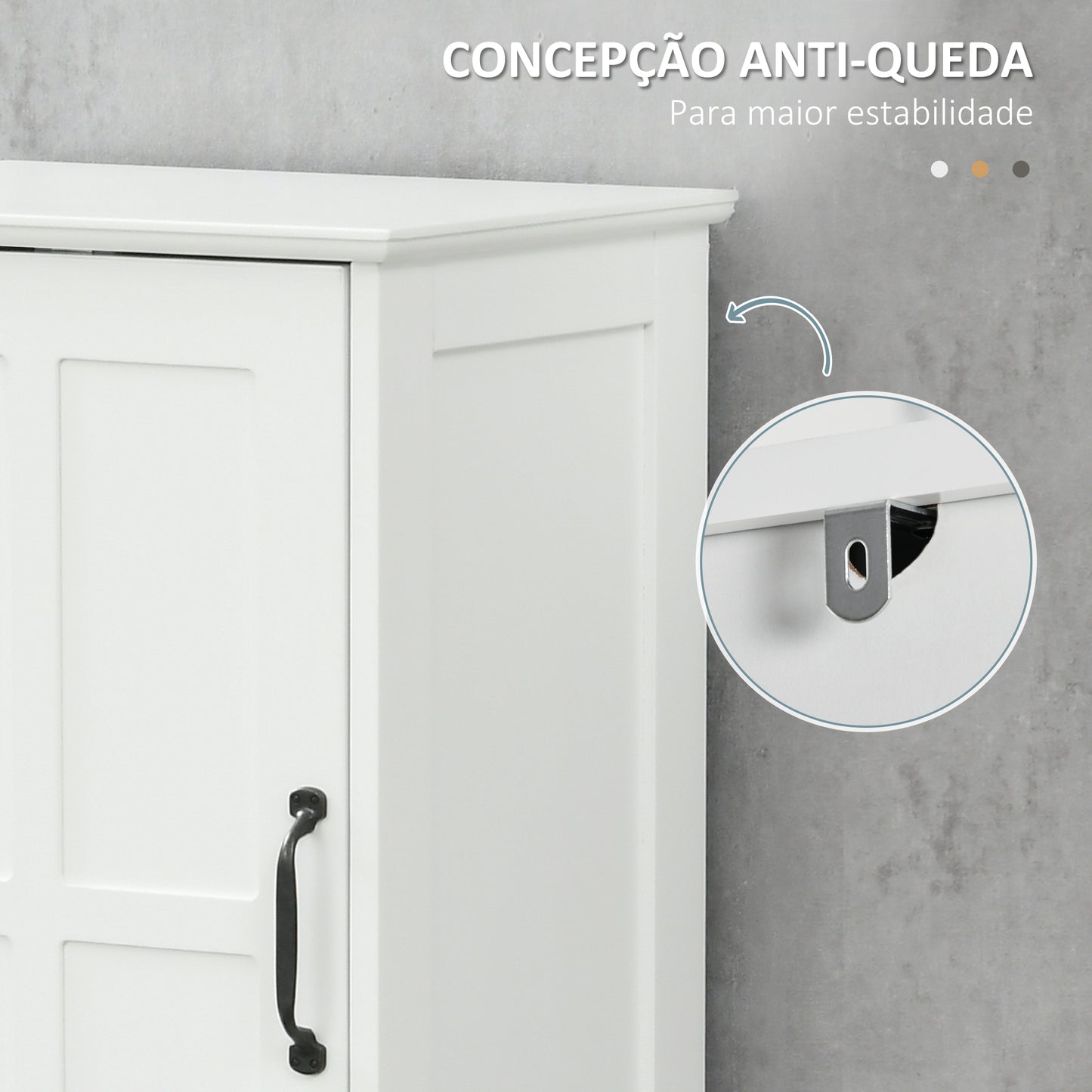 kleankin Coluna de Casa de Banho Móvel Auxiliar de Casa de Banho com 2 Portas 1 Gaveta Prateleira Aberta e Prateleiras Ajustáveis 40x30x164 cm Branco