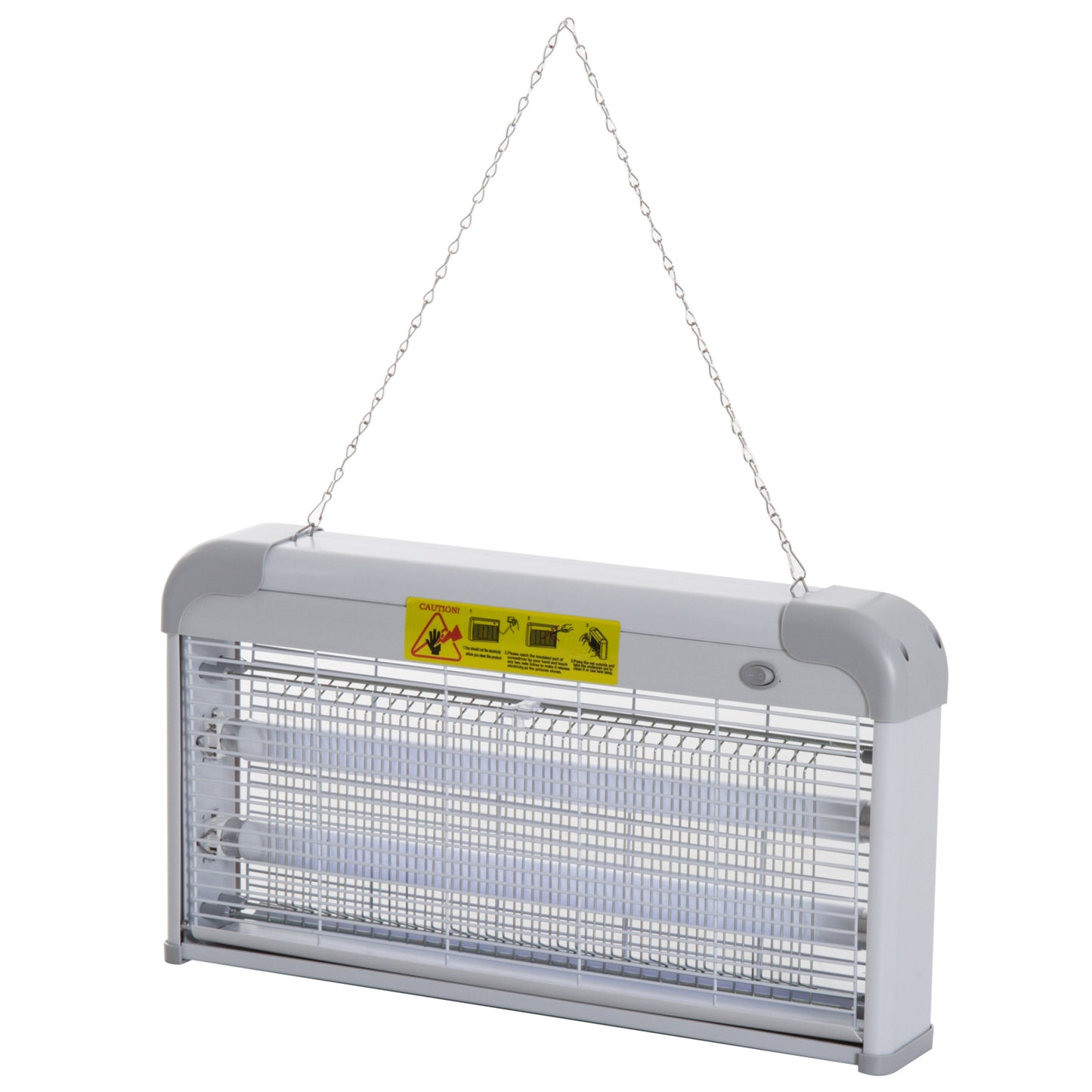 Outsunny Lâmpada Anti-Mosquitos Elétrica 30W Mata Mosquitos Elétrico Área 60 m² Seguro e Eficaz com Luz UV para Exterior e Interior 48,5x8,5x26,5cm Branco e Cinza