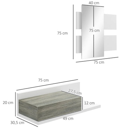 Conjunto de Entrada Suspenso Hajal - Espelho e Consola - Design Moderno