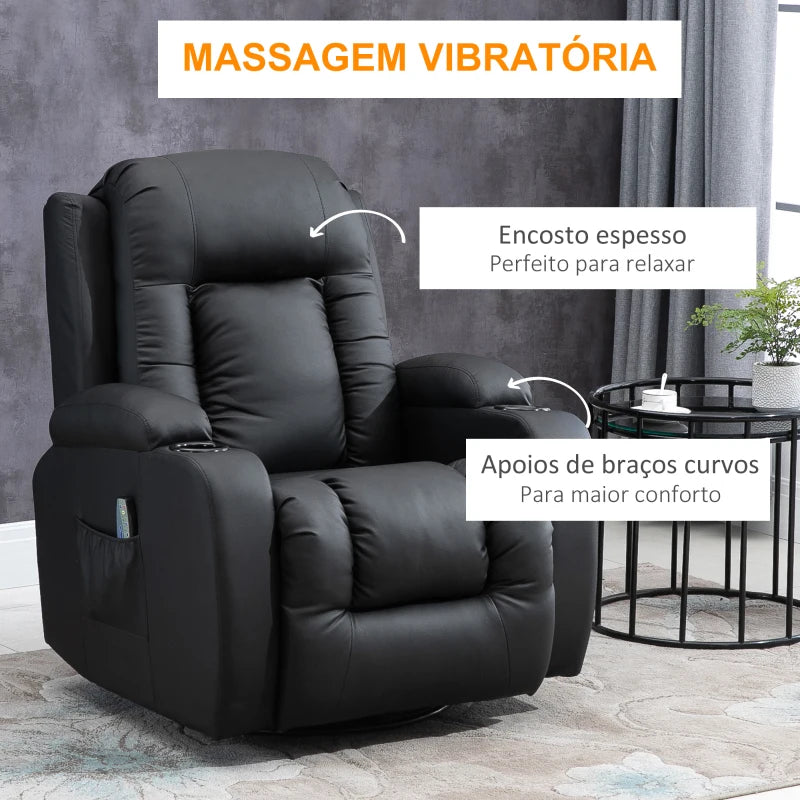 Poltrona de Massagens River Reclinável com Função de Vibração e Aquecimento - Design Moderno