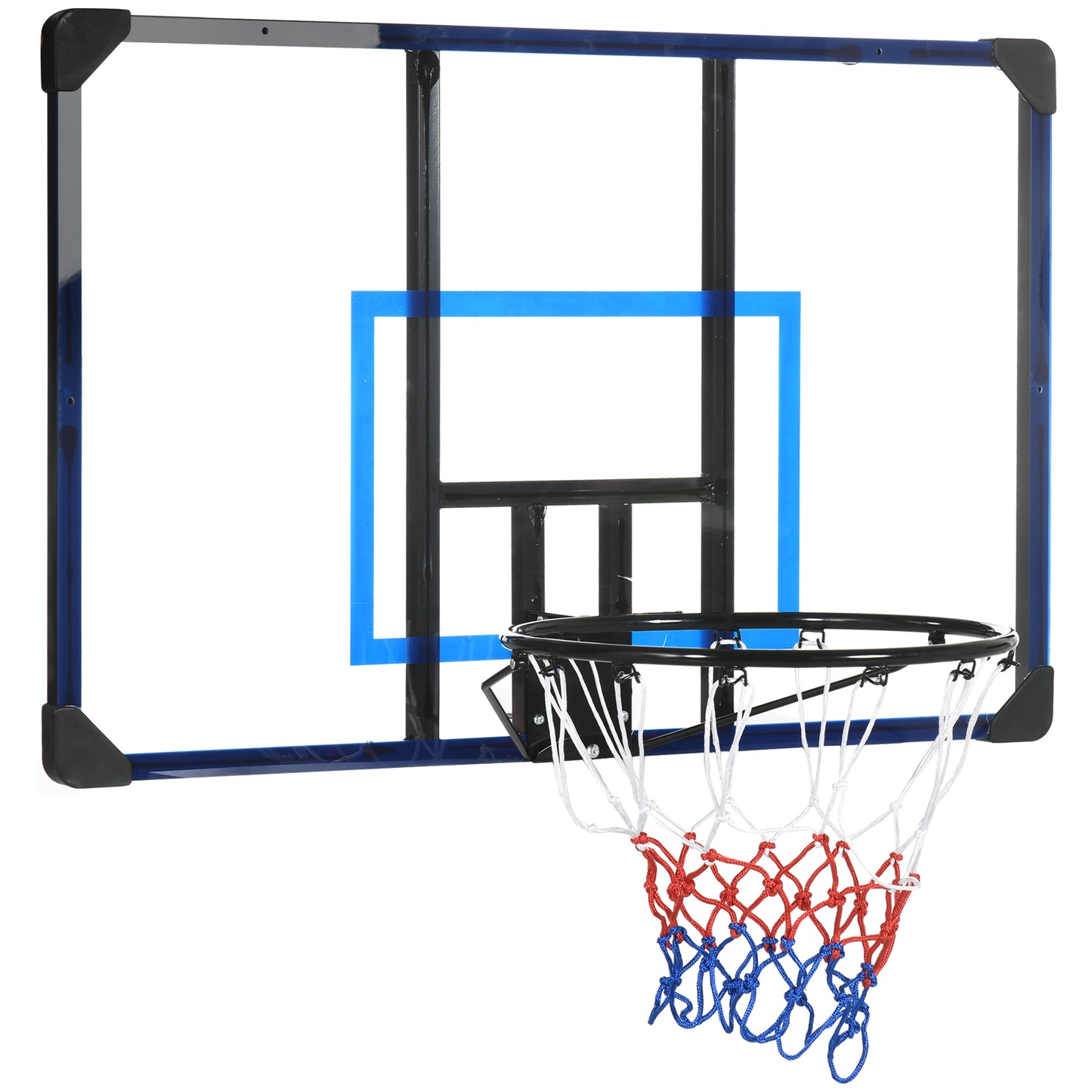 SPORTNOW Tabela de Basquetebol de Parede Cesta de Basquetebol para Exterior 113x61x73 cm Azul e Preto