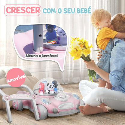 AIYAPLAY Andador para Bebés de 1-3 Anos Andador para Bebés com Altura Ajustável Música Rodas Antiderrapantes Luzes Guiador Desmontável Carga 25 kg 43,4x40,6x43 cm Rosa