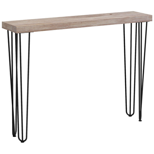 HOMCOM Mesa Consola Moderna Mesa de Entrada com Patas de Aço Anti-Tombo Móvel de Entrada para Sala de Estar Corredor 110x25x79,5 cm Madeira