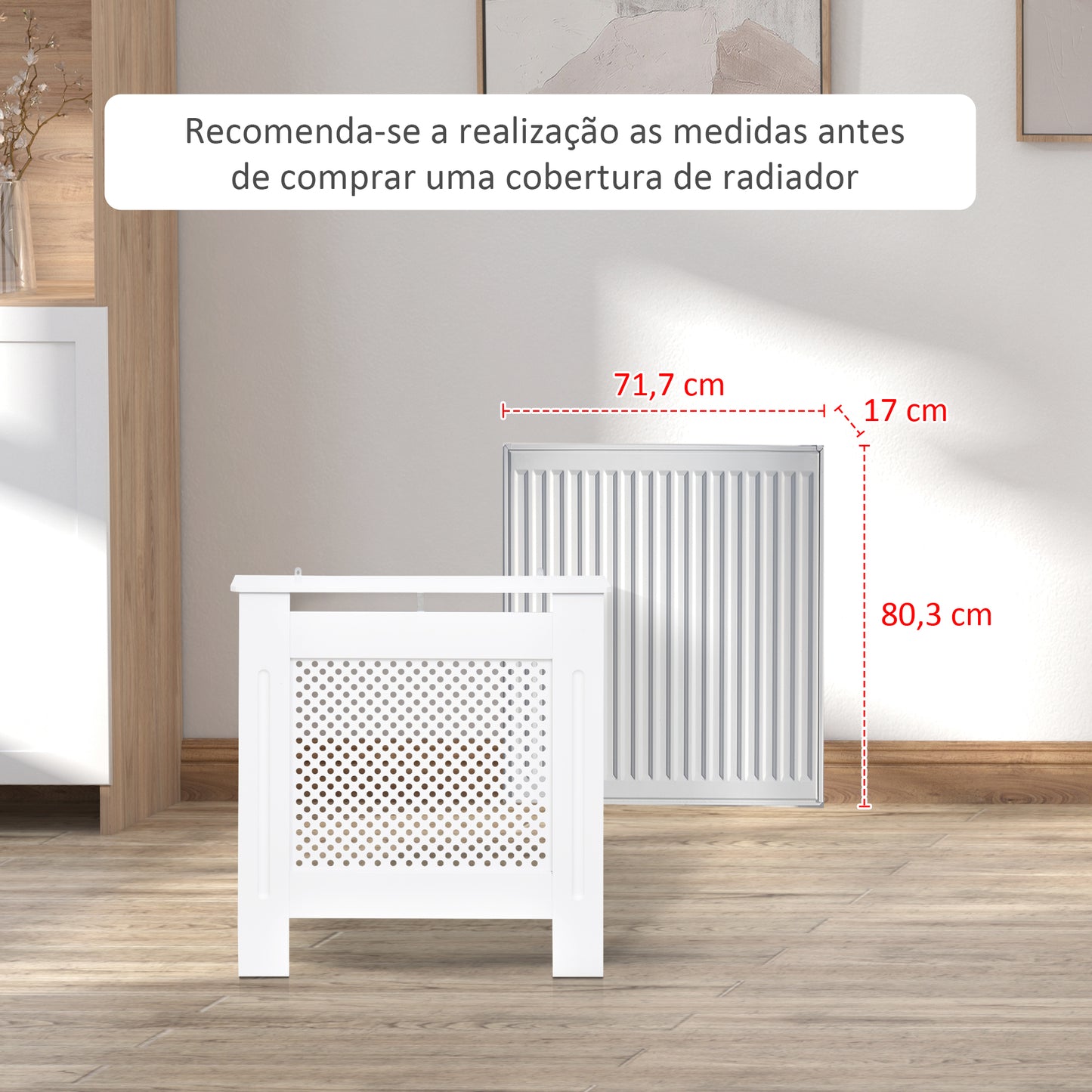 HOMCOM Cobertura de Radiador de MDF Cobertura para Radiador com Prateleira Estilo Moderno 78x19x82 cm Branco