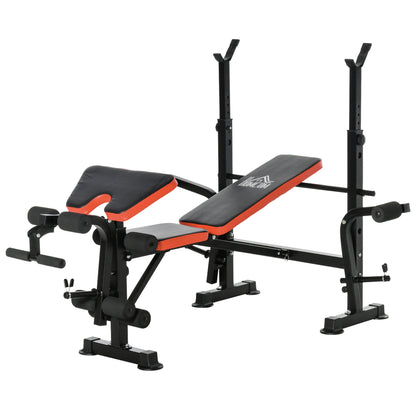 Banco de Pesos Multifuncional Banco de Musculação com Encosto Ajustável Suporte de Barras para Fitness Treinamento Completo 105x150x112cm Preto