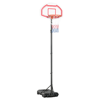 HOMCOM Tabela de Basquetebol para Exterior com Altura Ajustável 258x314 cm Cesta de Basquetebol com Rodas Base Recaregável para Adolescentes e Adultos Preto e Vermelho