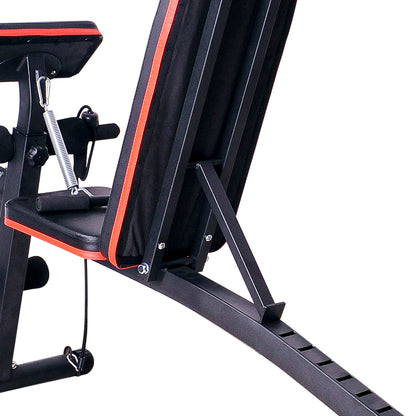 HOMCOM Banco de Pesos Dobrável e Inclinável Banco de Musculação Multifuncional para Treinamento Completo Máquina Fitness para Casa Academia 54x160x106cm Preto