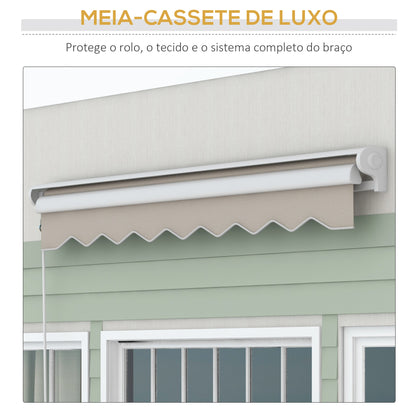 Outsunny Toldo Retrátil Elétrico ou Manual 250x200 cm Toldo Portátil para Varanda com Controlo Remoto Manivela Manual e Estrutura de Alumínio para Janela Porta Terraço Pátio Creme