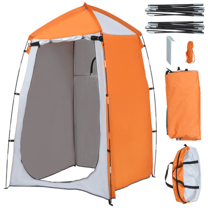 Outsunny Tenda de Duche Campismo Portátil UV+25 Tenda de Privacidade para Casa de Banho Trocador com Janela Bolso e Bolsa de Transporte 123x121x98cm Laranja