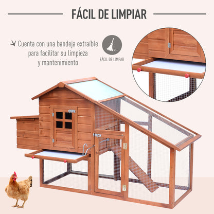 PawHut Gallinero de Madera para Exteriores tipo Jaula 190x66x116cm