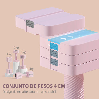 SPORTNOW Halteres Ajustáveis 5 kg Conjunto de Halteres com Pega Antiderrapante e Desenho Quadrado Conjunto de Halteres para Treino em Casa Ginásio Escritório Rosa