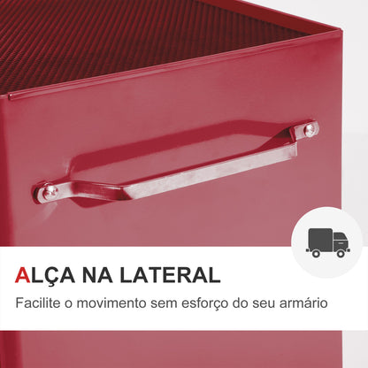 HOMCOM Carrinho de Ferramentas para Oficina com Rodas e 5 Gavetas Carrinho de Ferramentas com Fechadura e Alça Lateral 61,5x33x85 cm Vermelho