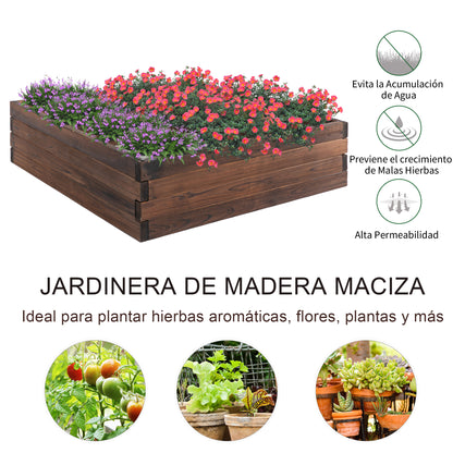 Outsunny Horta Vertical Floreira de Madeira Maciça de Abeto de Jardim para Cultivo de Plantas Flores Ervas 80x80x22,5cm Marrom