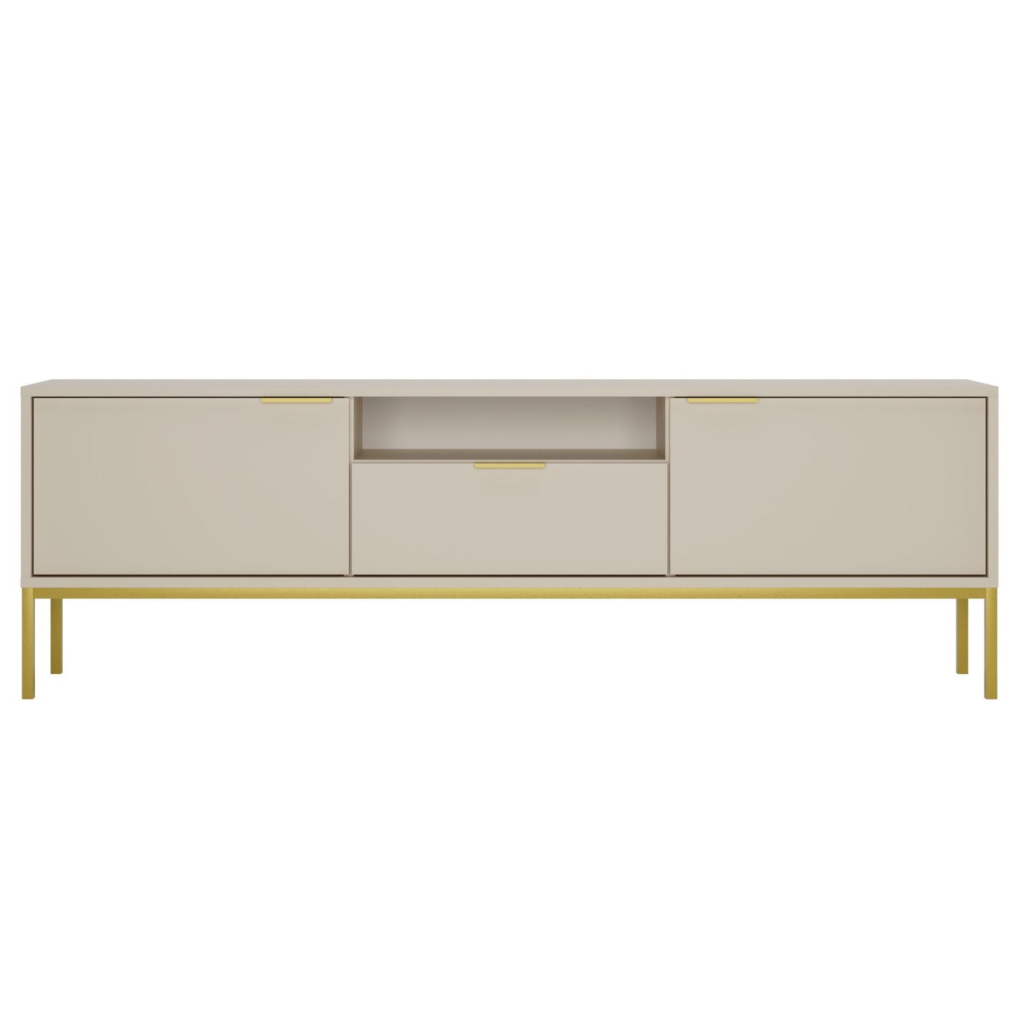 Móvel de TV "AUSTIN" de 2 Portas e 1 Gavetas - 40×175×33 cm - Creme e Dourado - Design Moderno