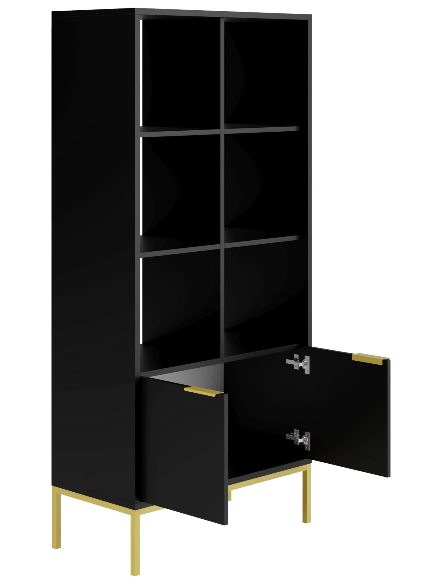 Estante "AUSTIN" - 40×80×171,3 cm - Preto e Dourado - Design Moderno