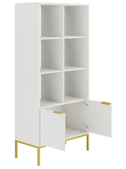 Estante "AUSTIN" - 40×80×171,3 cm - Branco e Dourado - Design Moderno