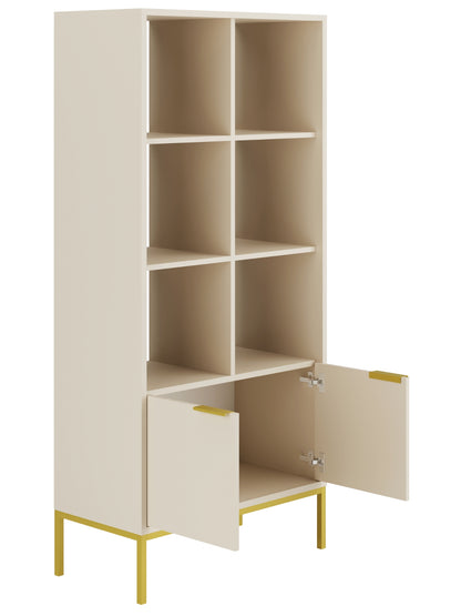 Estante "AUSTIN" - 40×80×171,3 cm - Creme e Dourado - Design Moderno