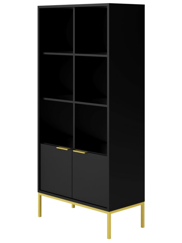 Estante "AUSTIN" - 40×80×171,3 cm - Preto e Dourado - Design Moderno