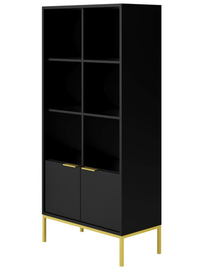 Estante "AUSTIN" - 40×80×171,3 cm - Preto e Dourado - Design Moderno