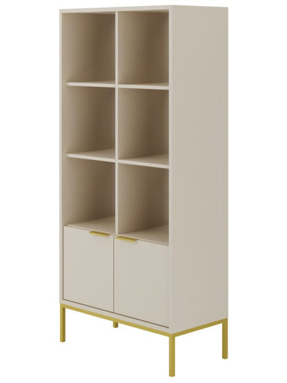 Estante "AUSTIN" - 40×80×171,3 cm - Creme e Dourado - Design Moderno