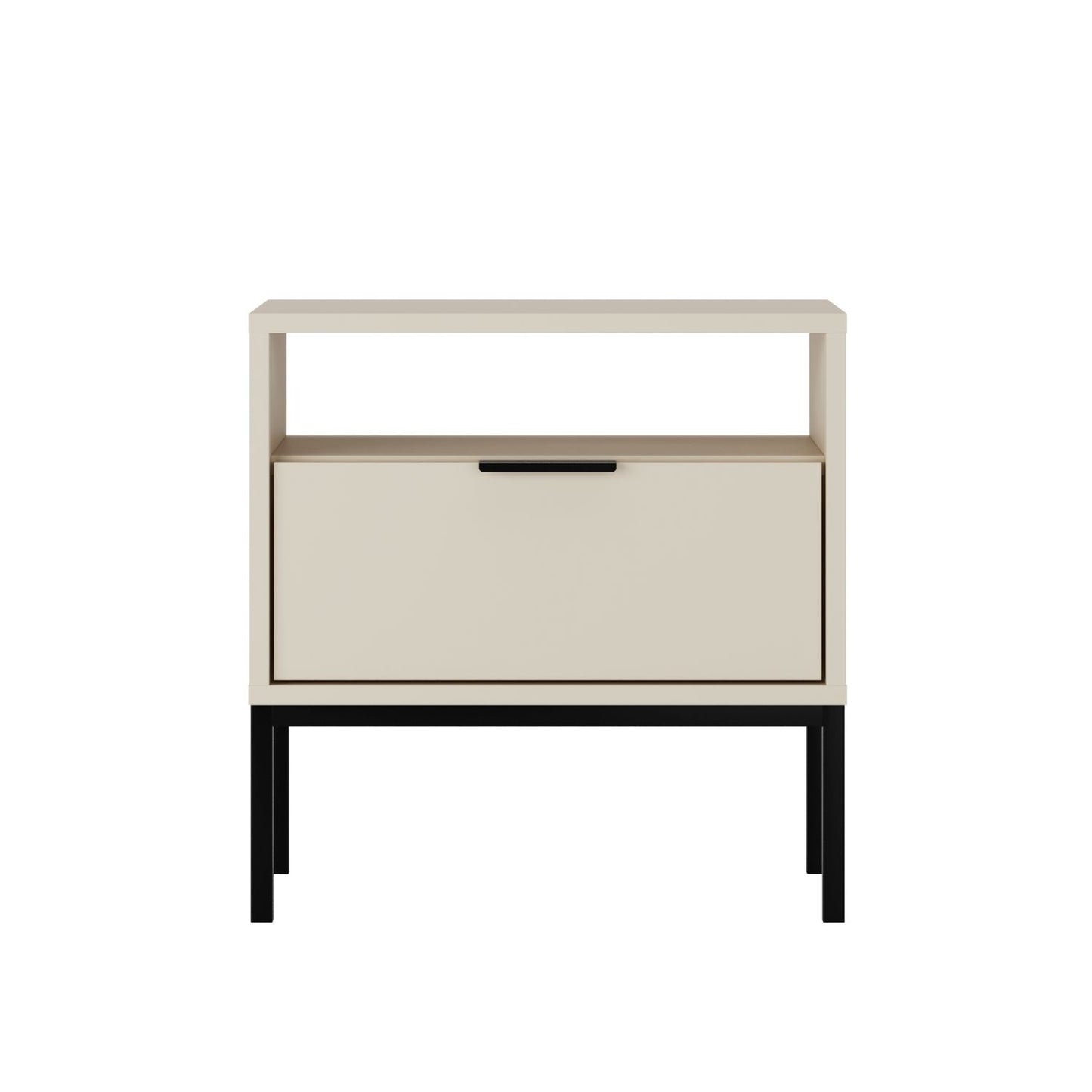 Mesa de Cabeceira "AUSTIN" - 45×55×33 cm - Creme e Preto - Design Moderno