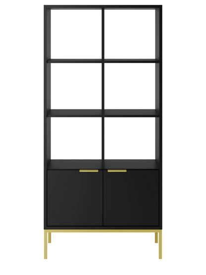 Estante "AUSTIN" - 40×80×171,3 cm - Preto e Dourado - Design Moderno